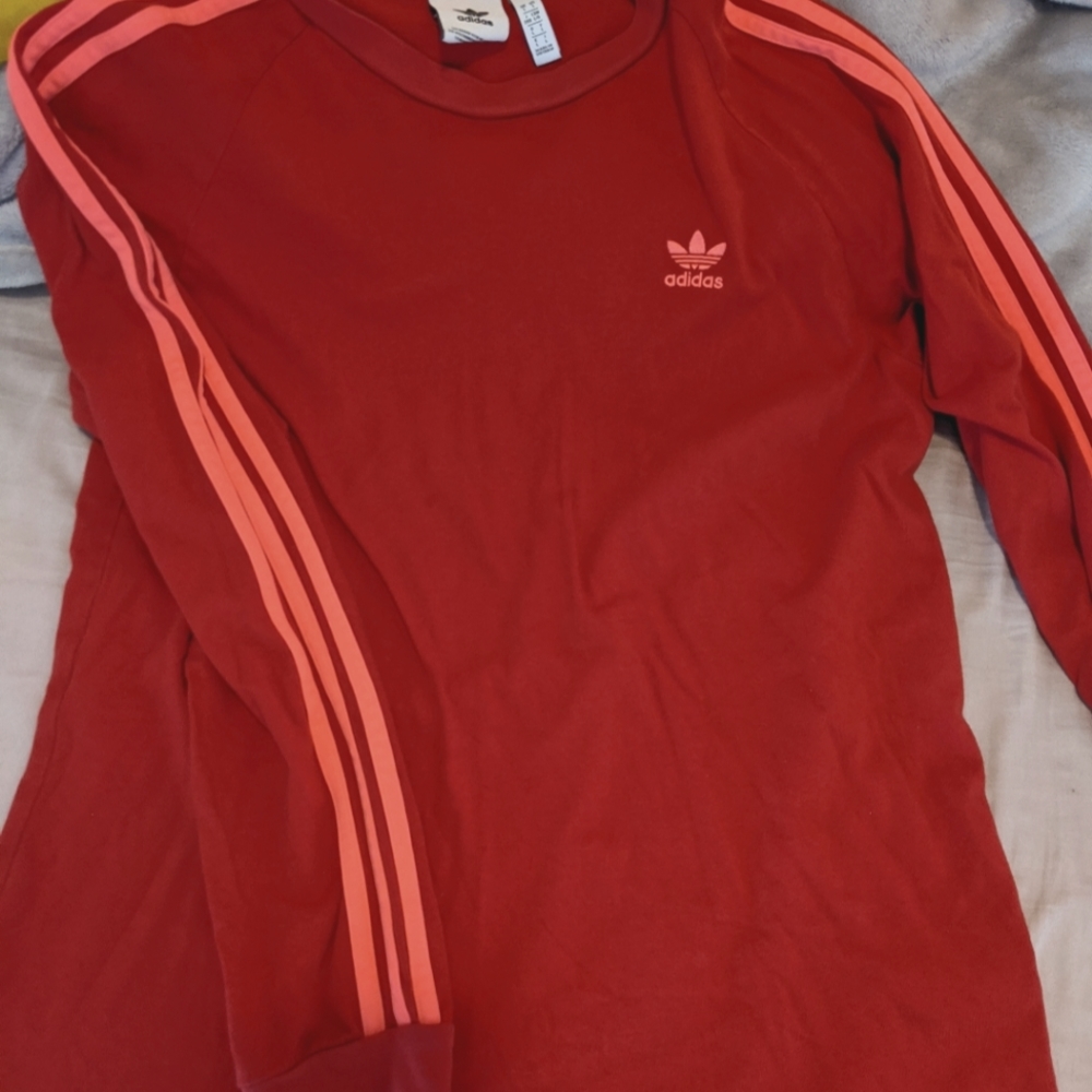 Rare Adidas scarlet & flame red crew long sleeve